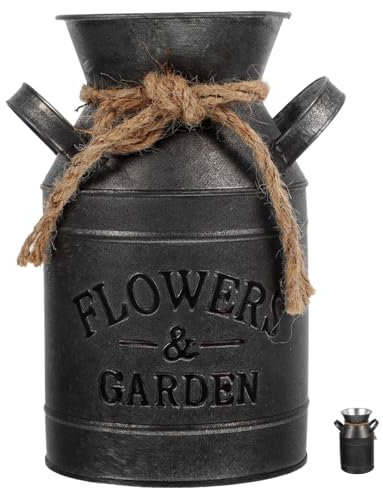 BIUDECO Rustic Porcelain Flower Milk Jug Decorative Flower Bucket Jug for Wedding Decor