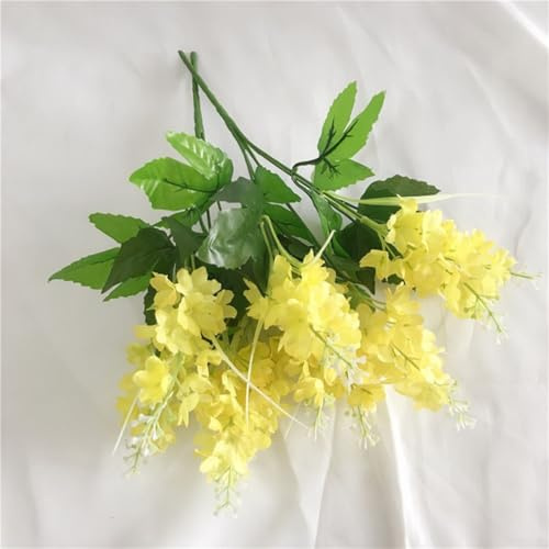 Whychstore Bouquet de jacinthe artificielle réaliste - Bouquet de lavande artificielle élégant pour bureau, fête, décoration d'intérieur (jaune)