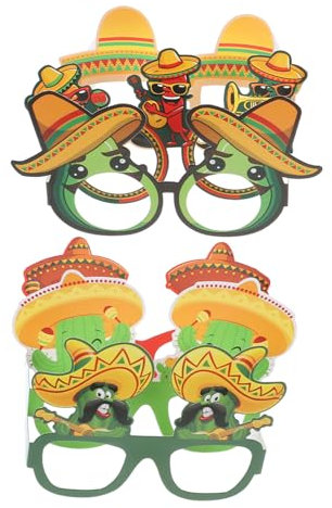 Hohopeti 6pcs Mexican Themed Glasses Fun Festival Eyeglasses for Parties Costumes Photo Booth Props Lightweight Paper Material Designs for All Ages