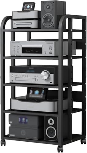Yoeoefuo HiFi Rack Audio Möbel HiFi-Rack 5-stufige Druckertisch Mit Rollen Leicht Zu Bewegen Druckerregal Standregal Multimedia-Rack Standregal Für Zuhause Büro Audio-Video DJ Theater Lagerregal