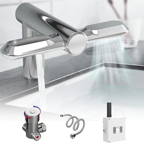 Asciugamani Elettrico 1150w, Asciugamani Ad Aria Ad Alta Velocità Automatici, 2 In 1 Air Tap Wash+Dry Asciugamani Elettrico Ad Alta Velocità-Induzione Caldo/Freddo, Per Servizi Igienici,Silver