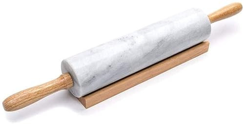 ISCBAFYX 17.7 Black Marble Rolling Pin with Stand - Ideal for Baking, Pie Crusts, Pastries, and More!