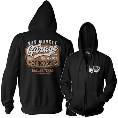 Gas Monkey Garage Offizielles Lizenzprodukt Rusty Hot Rod Reißverschluss (Schwarz), Medium