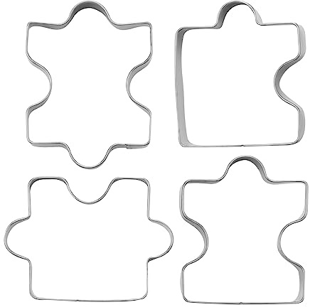 Swiixxer Edelstahl Fondant Ausstecher Kuchen Plaetzchen Ausstechform Puzzle Form 4 Stueck