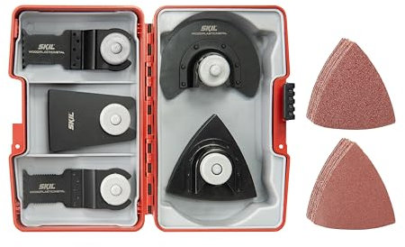 Skil 18-teiliges Zubehör-Set für Multifunktionswerkzeuge – OIS-kompatibel – Sägeblätter, Schabermesser & Schleifzubehör im praktischen Aufbewahrungskoffer 2610S01156
