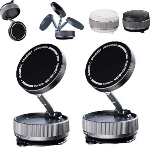 Snrtevu Gripmaster Pro 360 Magnetic Holder, Vakuum Handyhalterung, Vakuum Magnet Handyhalter, Vacuum Suction Magnetic Phone Stand 360°Rotation, Magnetic Phone Holder for Car/Smooth Surface (2PCS-2)