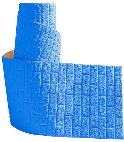 Blauer 3D-Ziegel-Wandaufkleber, selbstklebende Wandpaneele, 70 x 1000 cm, 3D-StrD-Strukturtapete, abziehen und ankleben, Wandaufkleber für Wohnzimmer, Schlafzimmer, Hintergrundwanddekoration