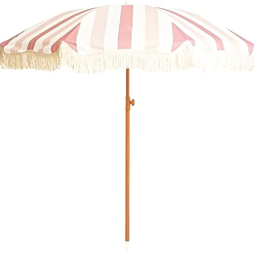 Générique Parasol de Jardin À Frange de 200cm, UV 50+ Parasol de Table avec Inclinable, Parasol de Plage avec Sac de Transport pour Piscine, Pelouse