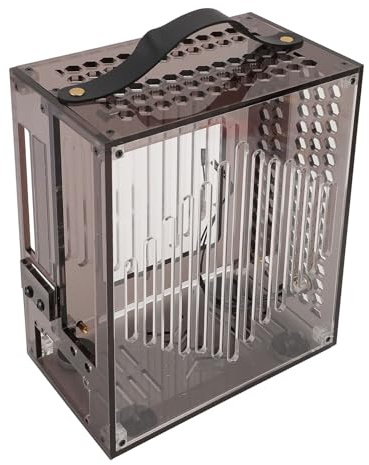 Mini ITX PC Case - Diseño Acrílico Transparente - Case de Computadora de Bricolaje Portátil para Juegos con Flujo de Aire de 360 ​​Grados (Transparente) (Black)