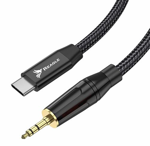 Reagle USB-C auf AUX Kabel, USB Typ C auf 3,5 mm Audio Mini-Klinkenstecker-Kabel für Laptops, Tablets, Smartphones, iPhone, iPad, Lautsprecher, Kopfhörer und Stereoanlagen im Auto (2M)