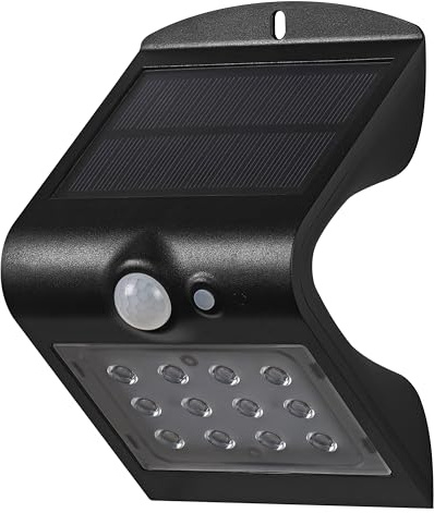 OSRAM ENDURA BUTTERFLY solstrålkastare, svart, 1,5W, 200lm, rörelse- och ljussensor, utomhusljus, laddningsbart batteri, miljövänlig, lång livslängd, lätt att installera, IP65, 4000K.