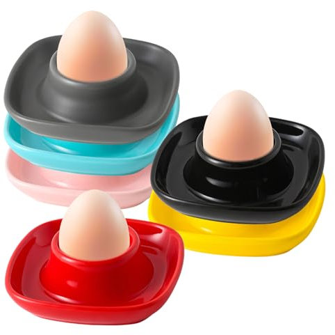 Pasdrucn 6Pcs Coquetiers en Céramique, Coquetier Oeuf à La Coque, Coquetier Oeuf Empilables, Coquetier Oeuf Empilables Coquetiers pour Petit Déjeuner, Coquetiers en Porcelaine Colorés (A)