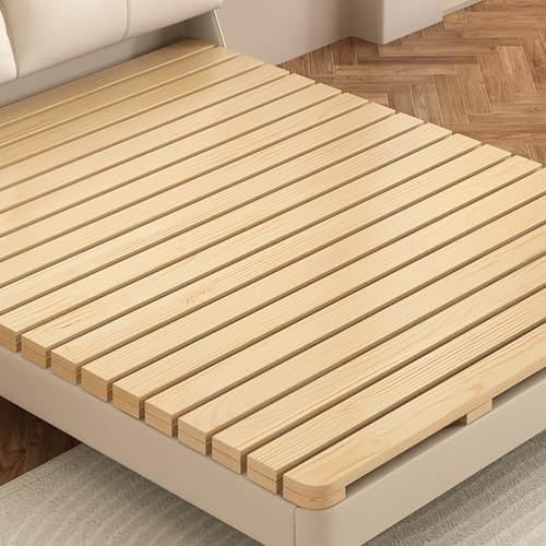 MZBDYYF Roll Up Bed Slats - Single Double Twin Queen King Full Size, Wooden Bunkie Board Replacement for Dorm Loft RV Floor, Foldable Guest Minimalist Frame Mattress Support