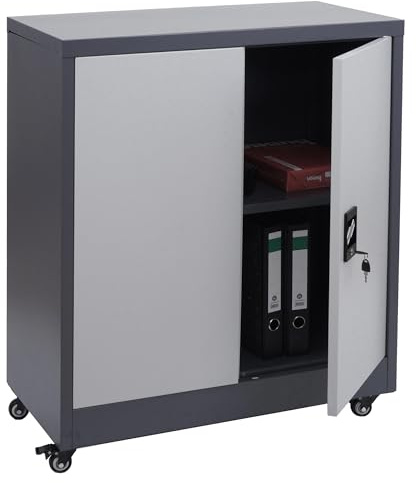 Mendler Aktenschrank HWC-O50 Stahl 98x80x40cm - dunkelgrau hellgrau
