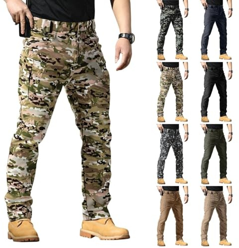 Genérico Pantalones Militares Hombre, Pantalones de Trabajo Hombre Elasticos Cargo Pantalon para Trekking Senderismo Funcional Montaña Escalada Pantalones Militares Tácticos de Camuflaje