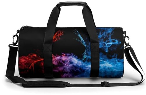 Mann Schwarzer Rauch Sport Duffel Bag Sporttasche Reisetasche Handgepäck Tasche Schwimmtasche Weekender Bag 45x23x23cm