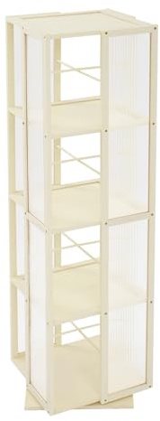 HPDTZ Drehbares Bücherregal aus Moos Bambus, 4 Ebenen Standregal, 360° Rotation, für Wohnzimmer, Arbeitszimmer, Kinderzimmer, 123cm hoch (Weiß)