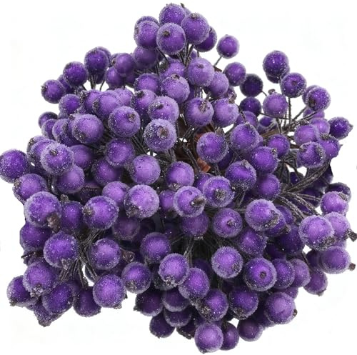 400 Bayas De Acebo Artificial Natural Escarchadas En 200 Tallos De Alambre para Decoración De Árboles De Navidad Manualidades De Coronas Detalles De Boda Relleno De Jarrones para Hogar Y Baño