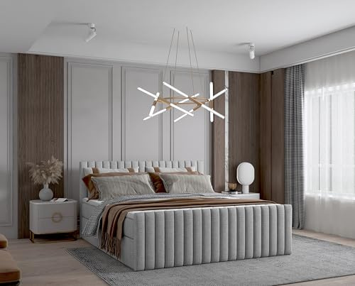 Imebel Boxspringbett 180x200 cm, Bett mit Matratze H3 und Stauraum, Polsterbett mit Bettkasten, Boxbett 180x200 Komplett, Doppelbett mit Bonell-Matratze, Bett für Schlafzimmer VIVO
