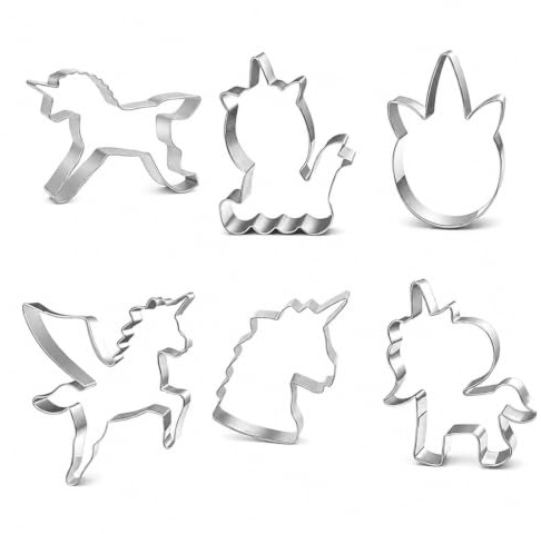 LUDHEP 6 Piezas Cortapastas para Galletas, Cortadores De Galletas Unicornio, Juego de Cortadore de Repostería, Cortador Galletas Pony Regalos Para Niños, para Pastel, Cookie, Fondant