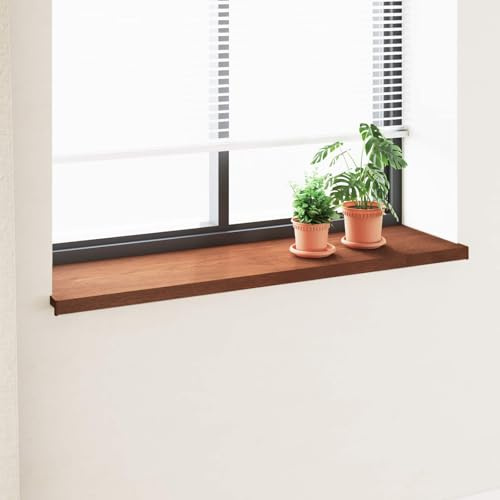 Soglia finestra in PVC legno marrone 140x40x4,5 cm, davanzale interno esterno resistente all'acqua, facile da installare con adesivo, tagliabile in lunghezza per decorazioni