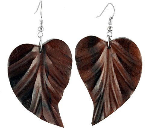 ISLAND PIERCINGS handgefertigte Ohrringe Hänger Blatt aus Holz ER287