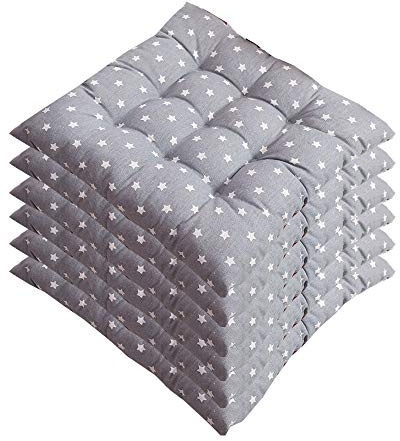AGDLLYD Stuhlkissen 40x40cm 6er Set,Sitzkissen für Stühle Indoor und Outdoor - Bequeme Stuhlauflage - Steppkissen weich und robust bunt (B)