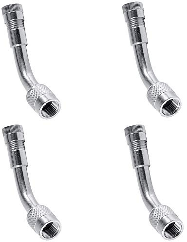 Aofan 135 Grad Reifenventil Verlängerung AdapterUniversal Extender Adapter Set für Auto Fahrrad Motorrad Scooter(Silber) 4 STK.