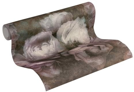 Livingwalls Vliestapete New Walls Tapete Romantic Dream mit romantischen Rosen 10,05 m x 0,53 m weiß lila grau Made in Germany 373922 37392-2