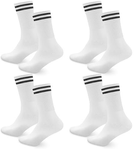 Smart Sir Chaussettes de Sport pour Homme et Femme（lot de 4） Chaussettes Homme Blanches de Tennis,Coton,Confortables et Transpirable