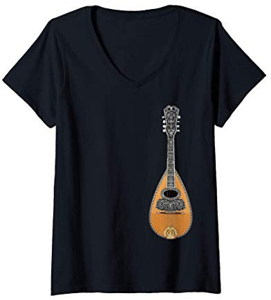 Femme Mandoline Bluegrass Music Instrument à cordes T-Shirt avec Col en V