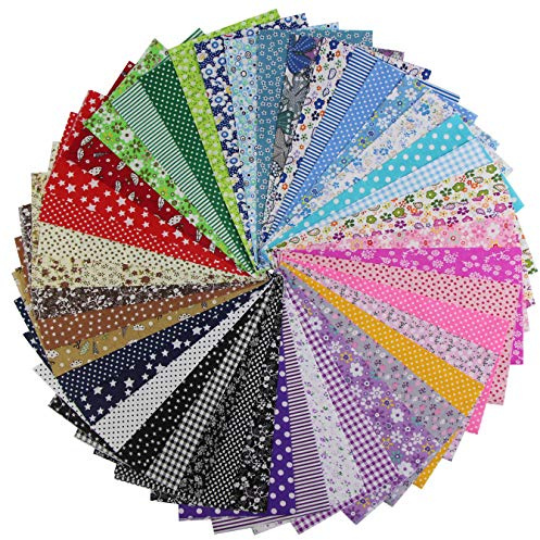 aufodara 45 Stück 25 x 25 cm Baumwollstoff Patchwork Stoffe Paket Baumwolle Stoffe Stoffreste Bastelstoff Stoffpaket für Patchwork DIY Handwerk Nähen Quilten (Bunt - 45 Stück)