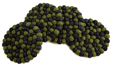 Thirstystone Round Felt Ball Pom Pom Coaster, Set of 4