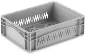 DIE BOX FABRIK Eurobehälter 400x300x120mm | perforierte Box | Aufbewahrungsbox | Kunststoff Kisten | Lagerbehälter mit Griffen | robuste Stapelbox | Eurokiste | Mehrwegbehälter