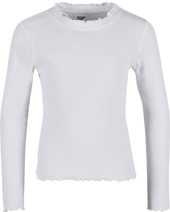 Urban Classics Mädchen Meisjes Korte Rib Longsleeve T Shirt, Weiß, 146 EU