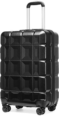 Kono Maletas de Viaje Cabina 54cm Maleta Cabina Pequeña con 4 Ruedas y Cerradura de Combinación TSA Lock, ABS Rígida Equipaje de Mano 54x34x22cm, S, Negro