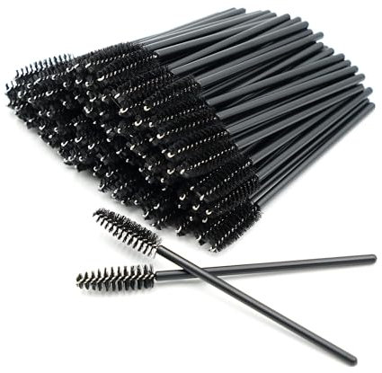 AIYONG 100PCS Pennello per Ciglia Monouso,Scovolino Ciglia,Applicatore Mascara,Scovolino Monouso Mascara per L'estensione Delle Ciglia,Scovolino Ciglia per Extension Ciglia (Black Rod - Black)