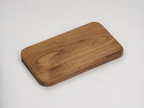 Vesta Homes Single Block Wooden Chopping/Cutting Board/Plate for Kitchen Vegetables, Fruits & Cheese | Natural Acacia Wood | Natural Color, 28 x 20 x 1.5 cm | Handcrafted