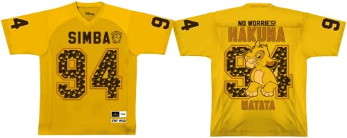 Disney T-Shirt Homme Replica Sport US Baseball « No Worries ! Hakuna » MEDLIONTS049, Jaune, Taille L
