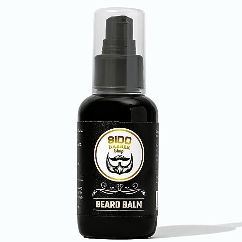SIDO BARBER Baume à barbe à l'aloe vera (100 ml, parfum agrumes) – Baume après-rasage pour soin et après rasage – Baume après-rasage pour homme à l'huile de coco et à l'huile de jojoba – Crème à barbe