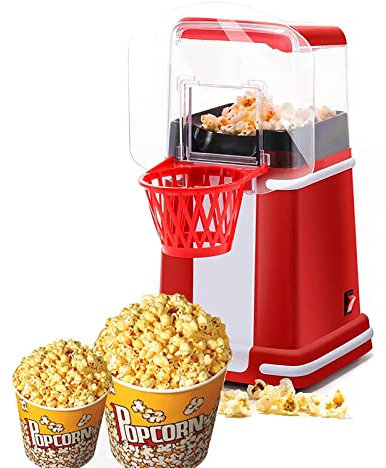 THREMA Electric Popcorn Machine, 1200W Hot Air Popcorn Popper Maker, Deluxe Stirring Popcorn Maker, Non-stick aluminum material and No Oil Healthy Snacks for Home, Family, Party