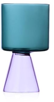 Ichendorf Milano Bicchiere, Rosa - Petrolio, Collezione Travasi, 35 cl, Vetro Borosilicato, Fatto a Mano