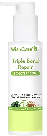 WishCare Triple Bond Repair Booster Sérum capillaire pour cheveux secs et crépus Complexe 10 % aminopeptide pour homme et femme 100 ml