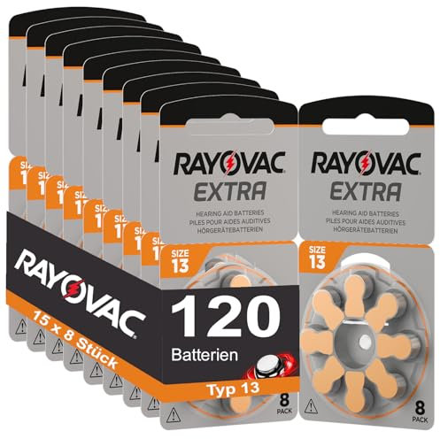 120 Hörgerätebatterien Rayovac Extra Typ 13 15x8 Stück