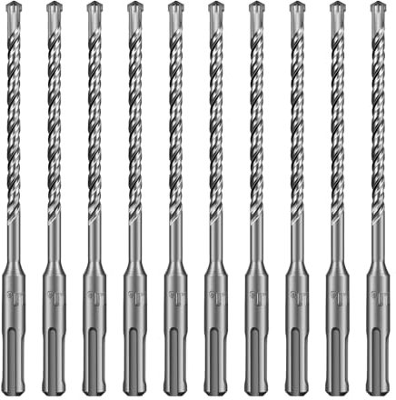 SALI Set di punte per trapano SDS Plus, 6 x 160 mm, 10 pezzi, con 4 punte in metallo duro, foratura precisa e veloce in calcestruzzo, accessori per cemento armato, pietra naturale, muro di mattoni