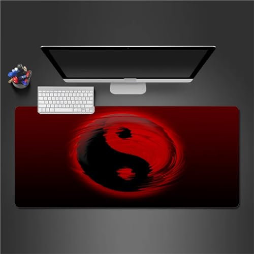 QiHon Mauspad Groß Gaming Schwarz Rot Mousepad XXL 700x400x2mm rutschfeste Schreibtischunterlage Gaming Tastatur Matte Abwaschbar für PC Zuhause Büro