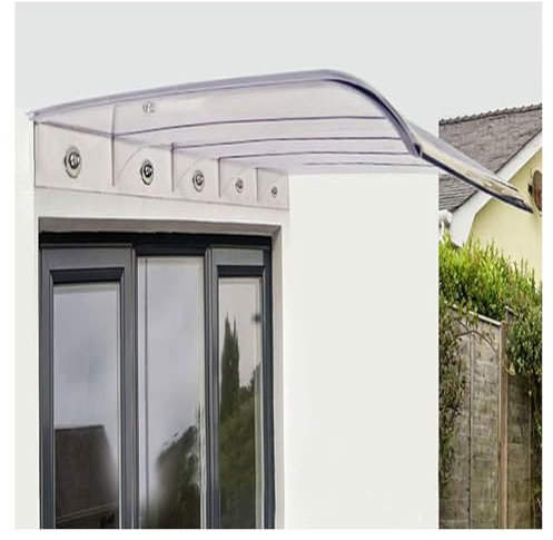 Outdoor Window Door Canopy Awning Garden Patio Porch Rain Shelter Protection Transparent Polycarbonate Cover Front Door Awning Curved Design 40x80cm/16x32