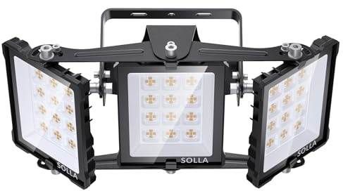 SOLLA 150W Projecteur LED d'extérieur avec capteur de crépuscule à l'aube, 6000K, IP66 Étanche 3 têtes,15000lm, Éclairage de sécurité extérieur, Convient pour la cour, l'entrepôt, le jardin, etc.