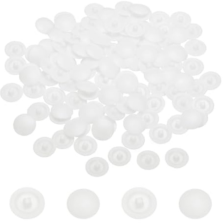 uxcell Screw Caps, 108Pcs 12mm - Plastic Self-Tapping Screw Cap Covers, Decorative Cover Hole Plug for Diameter 7-8mm Flat Phillips Wood Screw (White)