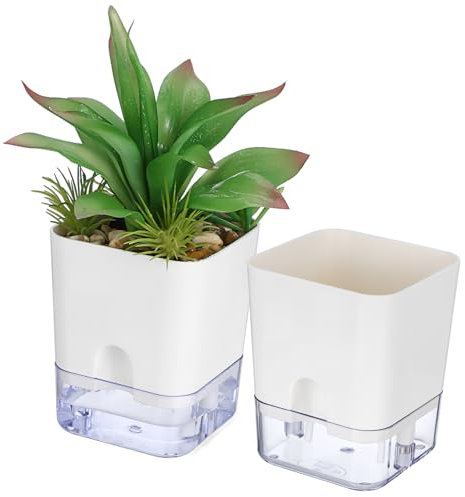 Toddmomy 2stücke Selbstbewässernde Töpfe Pflanzentöpfe Mit Baumwolldocht Transparenter Boden Für Zimmerpflanzen Und Blumen Aus Kunststoff Einfach Zu Montieren Für Büro Und Wohnung